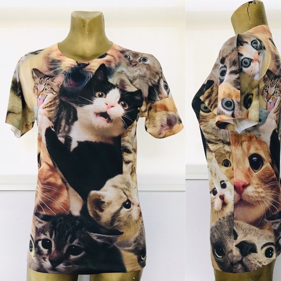 RAGE ON! Fun CAT Photo Print Top Size XS - Picture 3 of 11